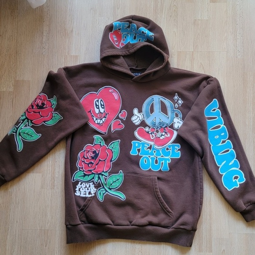 Pacsun Peace Out All Over Hoodie Size M‎